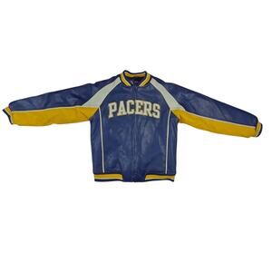 Pacers Varsity Jacket Boys Kids Size Large 12 14 Faux Leather NBA Blue Youth